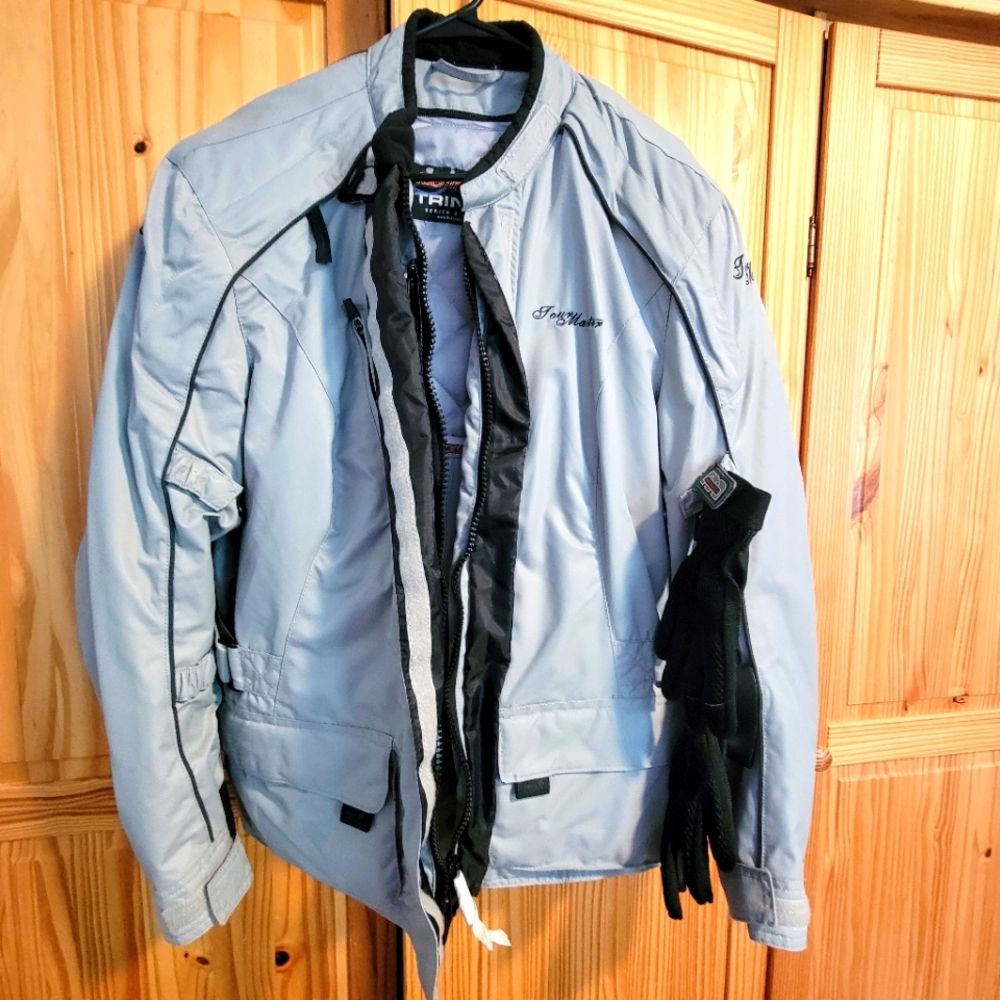 Women's Tour Master Trinity Series 2 Motorcycle Jacket XL 14-16 &  Gloves Small